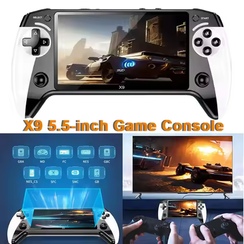 X9 Handheld Game Console 5.5Inch Screen TV Retro Video Game Player with 9 Classic Game Emulators 200
