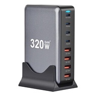 320W USB C Fast Desktop GaN Charger 8-Port USB Type C PD Charger 3.0 USB Type C Fast Ch