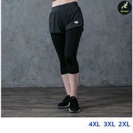 (L-4XL) กางเกงออกกำลังกายคนอ้วน กางเกงวิ่ง กางเกงโยคะ ผู้หญิง ไซส์ใหญ่ พลัสไซส์ 2-in-1 ขา 4 ส่วน iRu