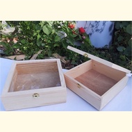Wooden Box Glass Lid 9*9*4 Inches Inner Temple