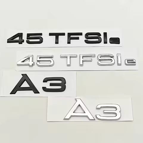 3D ABS Car Trunk Letters Badge 45 TFSIe A3 Emblem Logo Decal For Audi A3 PHEV Gloss Black Silver Aut