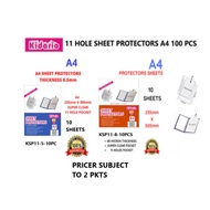 Kidario Sheet Protectors 11-Hole Pocket A4 10 Pcs