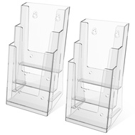 2 Pcs 3/5 Tiers Brochure Holder Clear Literature Display Stand Desk Flyer Pamphlet Storage Rack Offi