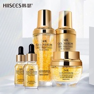 24K Gold Skin Care Set Anti-Aging Anti Wrinkle Whitening ทำความสะอาด Nicotinamide เซรั่มครีมรูขุมขนลบสิว As the picture