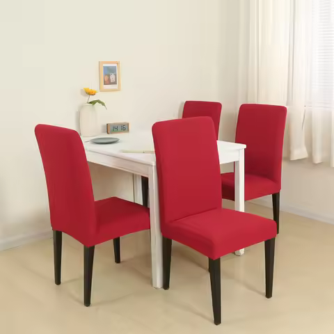 1PC Solid Color Elastic Dinner Chair Cover Removable Anti-dirty Seat Slipcovers For Kitchen Banquet 