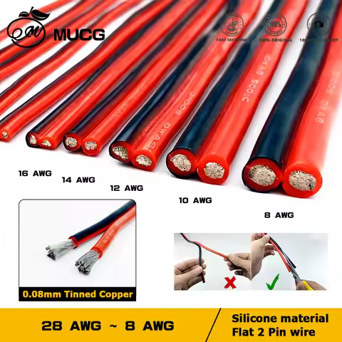2 Pin cable Black Red Double Silicone wire Very soft Insulate Electrical wires 22awg 20awg 18awg 16a