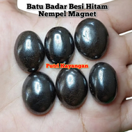 Batu Akik Badar Besi Nempel Magnet Warna Hitam Asli