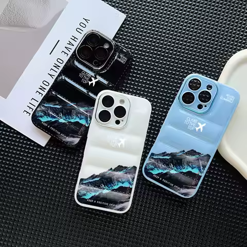 INS Snow Mountain Road Phone Case For iPhone 16 15 14 13 12 11 Pro Max Plus X XR XS MAX 8 7 Plus Dow