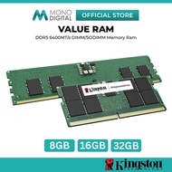 KINGSTON DDR5 VALUE RAM DESKTOP PC (DIMM) / LAPTOP NOTEBOOK (SODIMM) NON-ECC CL52 MEMORY RAM (6400MH