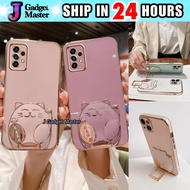 Samsung A32 A33 A34 A35 5G A53 A54 A55 A71 5G fon sarung electroplated lucky cat stand soft phone ca