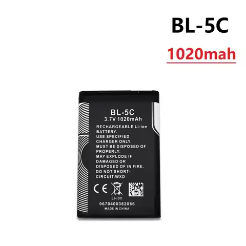 1Pcs 3.7V 1020mAh Battery BL-5C BL5C BL 5C Rechargeable Batteries For Nokia 2112 2118 2255 2270 2280