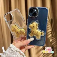 3D Gold Horse Case Compatible For Vivo iQOO Z10 Z9 Turbo+ Z9X Z9s Pro U5E U5X U5 U3 U3X Z5X Z3 Z1 5G