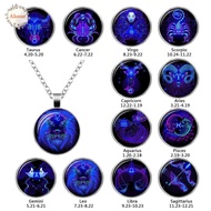 AHOUR Necklace Cabochon Glass Romantic Scorpio Galaxy 1 PC Horoscope Virgo Sagittarius Accessories D
