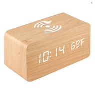Digital Alarm Clock with Wireless Charger LED Desk Alarm Clock Temperature Display