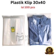 Plastik Klip 30x40 (isi 100pcs) / Plastik Packing Baju Kaos Seal Zip Lock Cetik