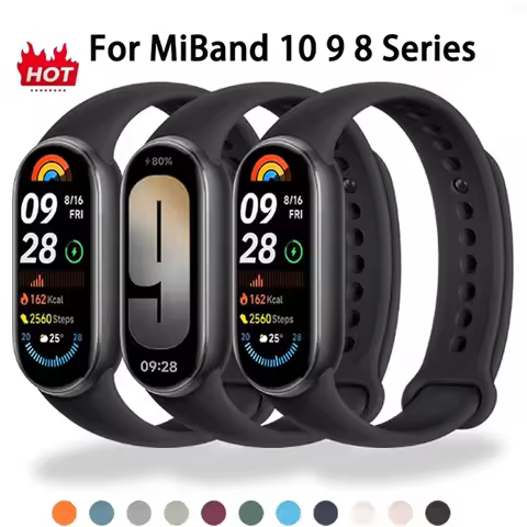 Soft Silicone Strap for Xiaomi Mi Band10 9 Sports Breathable Official Bracelet Wristband for Mi Band