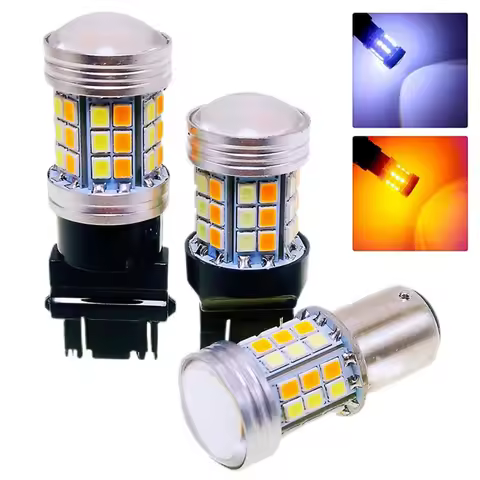 Dual Color T20 LED 7443 W21/5W Bulb 1157 BAY15D P21/5W Led T25 3157 P27/7W Car DRL Turn Signal Lamp 