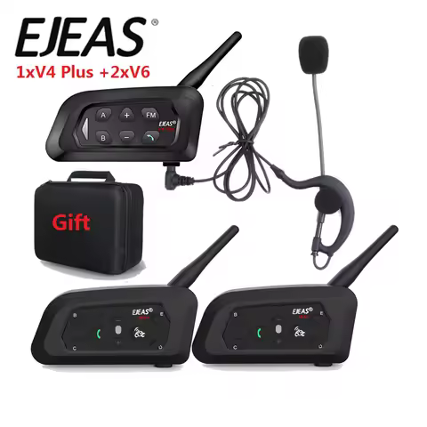 EJEAS V4C V6 3 Users Football Referee Intercom Headset 1200M Full Duplex Bluetooth Headphone Soccer 