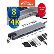 Hub Type C to HDMI 8 in 1 Conversion Port 4K 60Hz for Macbook/iPad/Laptop/Mobile Phone