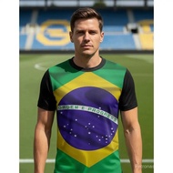Brazil Jersey, Brazil Patriots Team, Men's Short Sleeve Football Shirt VW7V