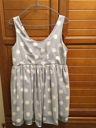 水藍白圓圈紗裙洋裝