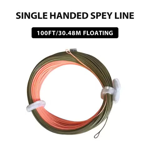 Single Hand Spey Fly Line 100FT Double Color Roll Casting Line PVC Coated with Welded Loops for 3-8w