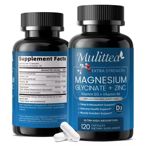Mulittea 4 in1 Magnesium Glycine Capsules Sleep & Relaxation Support Immune Health Support Muscle Fu