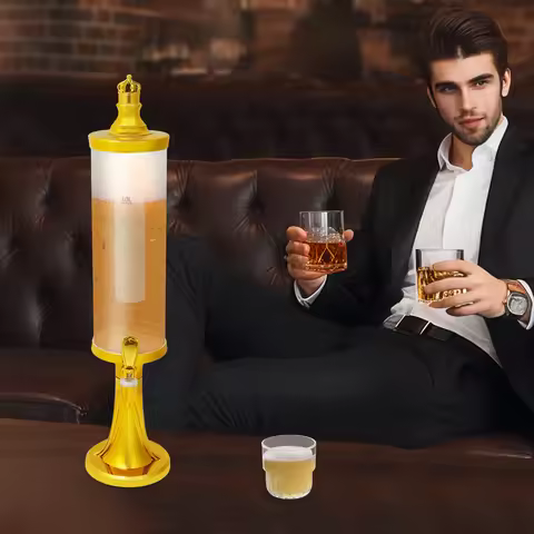 3L Beer Tower Dispenser，LED Colorful Shinning Lights Beverage Dispenser and Ice Column，cold Beer and