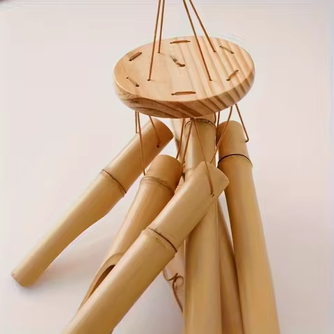 Handcrafted Bamboo Wind Chime- Calm and Deep Sound, Wall-Mounted Outdoor Decoration, Perfect Gift fo