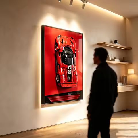 Wall‑Mount Background Display Board Compatible with LEGO 42143 Ferrari SP3 Technic Sports‑Car Buildi