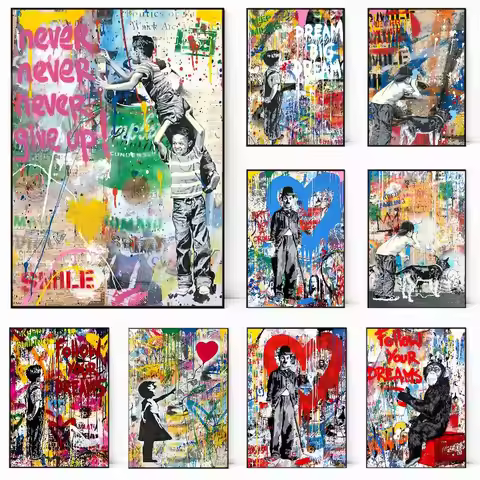 B-Banksy Street Art Poster art painting sticker with prints Home bedroom living room decoration gift