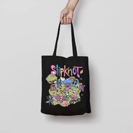 Tote bag SLIPKNOT totebag Zipper aesthetic distro rapper esport canvas band rock / Plain Black Tote 
