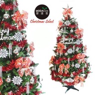 [特價]摩達客超級幸福10尺一般型裝飾綠色聖誕樹銀雪花紅系配件不含燈