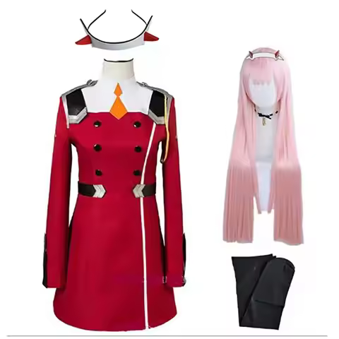 02 Zero Two Cosplay Costume DARLING in the FRANXX Cosplay 02 Dress Uniform Suits Headwear Wig Women 