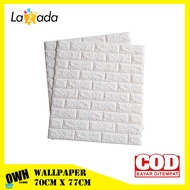 [ TERMURAH ] Wallpaper Dinding 3D Isi 10 Lembar Ukuran 70 x 77 Motif Batu Bata - Wallpaper Dinding 3