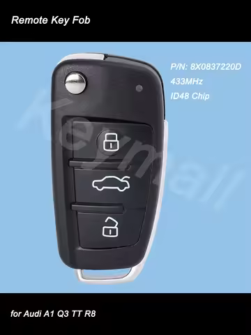 KEYECU Upgraded Flip Remote Car Key With 434MHz ID48 Chip Fob for Audi A1 TT R8 2009-2010 / Q3 2011-
