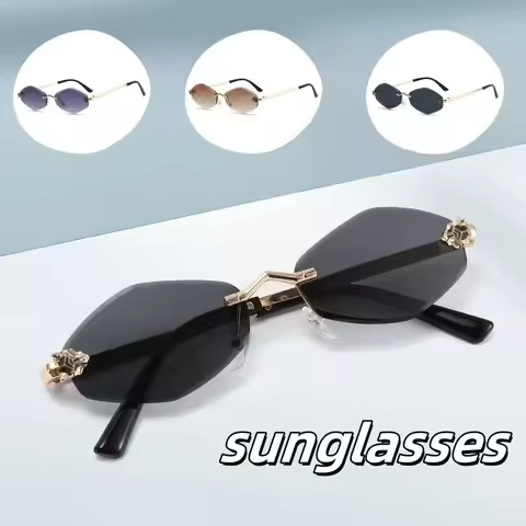 New Rimless Cut Edge Sunglasses Woman Diamond Personalized Sunglasses UV Protection Small Frame Vint