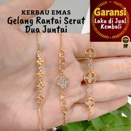 EL Two-Hanging Drawstring Chain Bracelet EP, 10K, 18K Gold Buffalo Bracelet Gold Bracelet