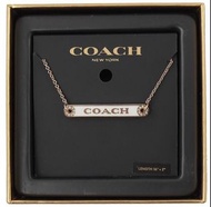 Coach 經典logo玫瑰金水鑽項鍊