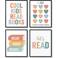 ULEGIE Cool Kids Read Book Wall Art Decor, Reading Corner Decor for Classroom, Let's Read Sign Wall 