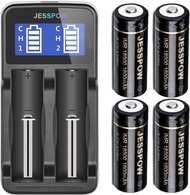 18500 Rechargeable Batteries 4 Pack with Charger, IMR 18500 Rechargeable Li-ion Battery 1600mAh 3.7V