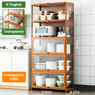 Inaso Lemari Dapur Kayu Rak Oven Microwave Tempat Penyimpanan Piring Panci Rak Kabinet Dapur Anti De