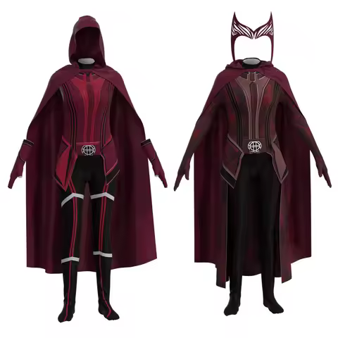 Wanda Maximoff Cosplay Multiverse Of Madness Scarlet Witch Costume Jumpsuit Crown Headpiece Cloak Ca