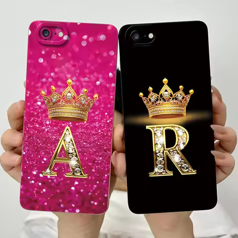 For iPhone 6 6s iPhone6 6+ 6 Plus Couple Case Crown Initial Letters Liquid Soft TPU Silicone Back Ph