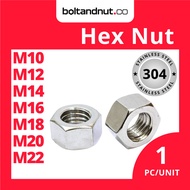 Hex Nut DIN934 | SUS 304 Stainless Steel Grade A2-70 | M10 M12 M14 M16 M18 M20 M22 | Hexagon Nut