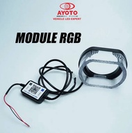 AYOTO 3D LED Projector Lens Shroud 2.5 Inch Crystal RGB Bluetooth APP Control 12V Motorcycle Scooter