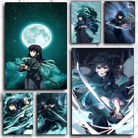 Muichiro Tokito Anime Vintage Posters Sticky Whitepaper Sticker DIY Room Bar Cafe Room Wall Decor