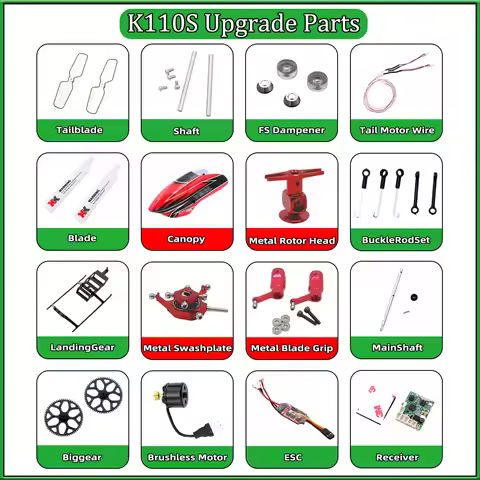 Wltoys K110S Parts K110 V977 RC Helicopter Brushless Motor Main Blade Gear ESC Canopy 2.4G Servo Rep