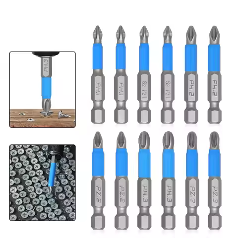 6/12Pcs Non-Slip Magnetic Screwdriver Bit Set 50mm 1/4" Hex Shank Phillips/Cross Head Drill Bit PH1/