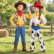 Kids Cowboy Cowgirl Costume Western Outfit with Hat Bandana for Halloween Party Cosplay